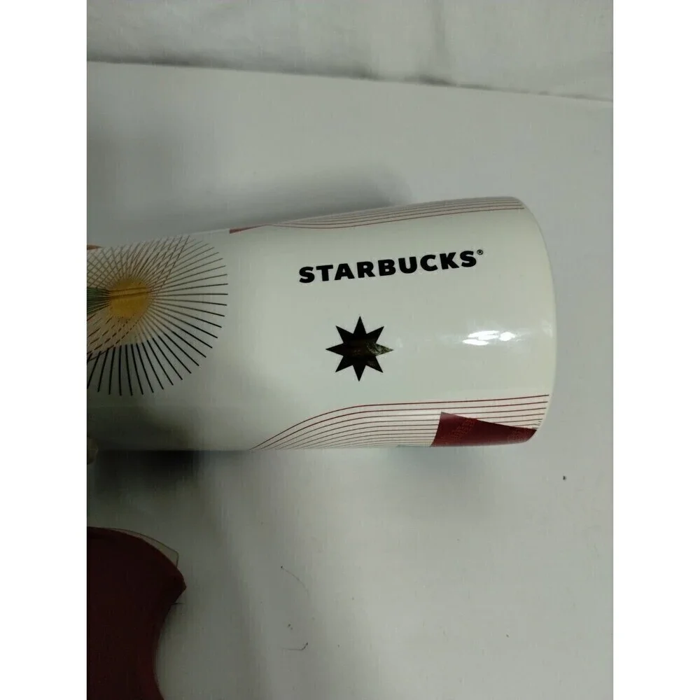 Starbucks Christmas Tree Star Holiday 2020 Double Wall Ceramic Tumbler Mug 12 Oz